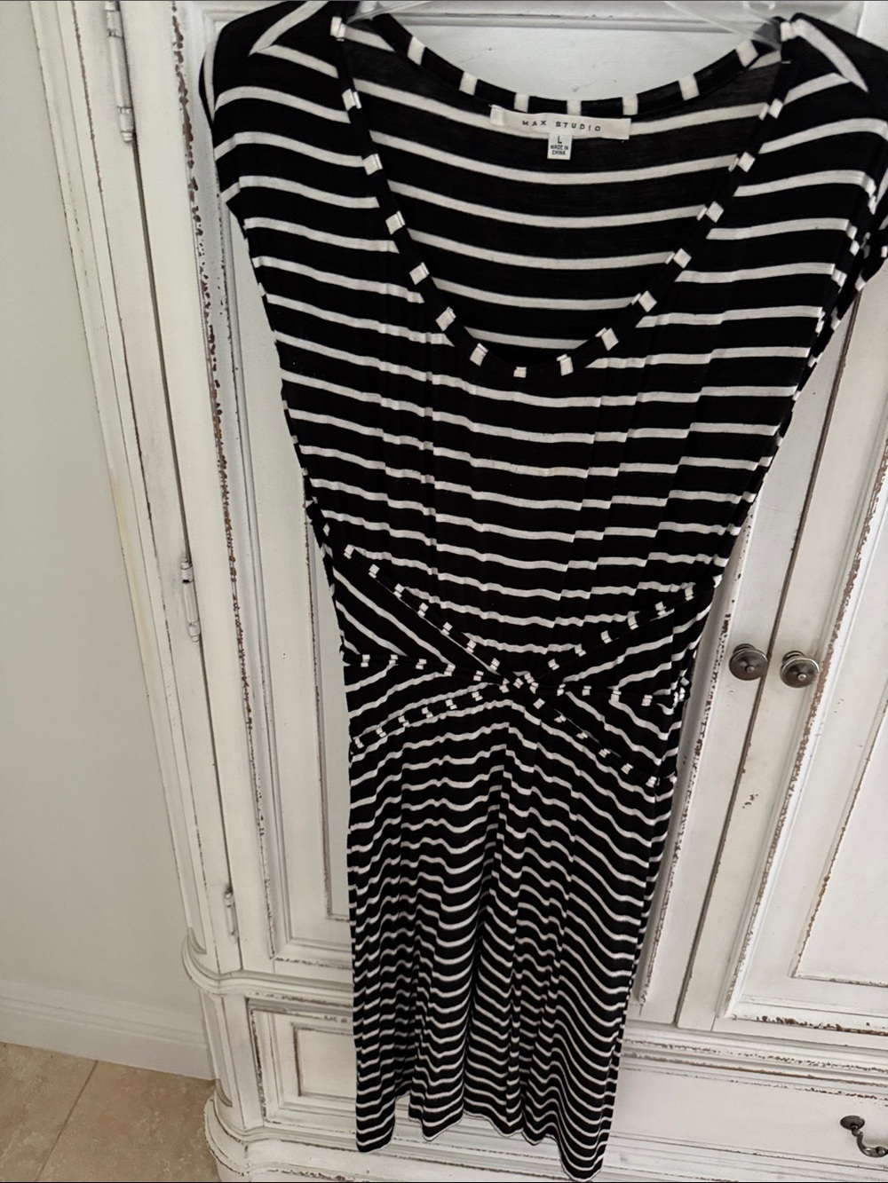 Max Studio Black & White Striped Maxi Dress